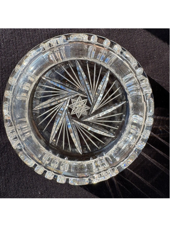 Unbranded Other - Vintage Mid Century Heavy Crystal Starburst Ashtray Trinket Dish 5.5” 2.2 lbs